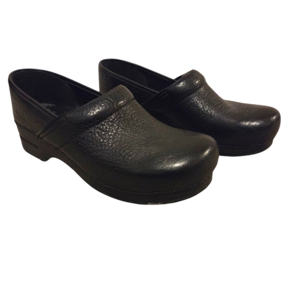 Dansko Black Embossed Pebble Leather Slide On Clog Shoes Medical Comfort Size 44 - Picture 8 of 8